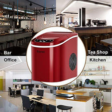 Load image into Gallery viewer, COSTWAY Ice Maker for Countertop, 26LBS/24H Portable and Compact Ice Maker Machine, Ice Cubes Ready in 6 Mins, Electric High Efficiency Express Clear Operation Control Panel with Ice Scoop (Red)
