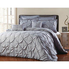Load image into Gallery viewer, Unique Home 8 Piece Maison Pinch Pleat Reversible Trellis Bed in a Bag Comforter Set (Grey, Queen)