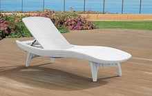 Load image into Gallery viewer, Keter Set of 2 Pacific Sun Lounge Outdoor Chaise Pool Chairs with Resin Rattan Look and Adjustable Back, Oasis White