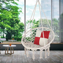 Load image into Gallery viewer, Y- STOP Hammock Chair Macrame Swing, Max 330 Lbs, Hanging Cotton Rope Hammock Swing Chair for Indoor and Outdoor Use (Beige)