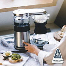 Load image into Gallery viewer, Brim 8 Cup Pour Over Coffee Maker Kit, Simply Make Rich, Full-Bodied Coffee Every Time, Set Includes Glass Carafe, SCA Measuring Scoop, Silicone Sleeve, and Healthy-Eco Reusable Filter, Stainless Steel