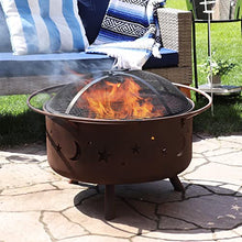 Load image into Gallery viewer, Sunnydaze Cosmic Outdoor Fire Pit - 30 Inch Round Bonfire Wood Burning Patio & Backyard Firepit for Outside with Cooking BBQ Grill Grate, Spark Screen, and Fireplace Poker, Celestial Design