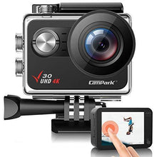 Load image into Gallery viewer, Campark V30 Native 4K Action Camera 20MP EIS Touch Screen WiFi Waterproof PC Webcam with Optional View Angle, 2 1350mAh Batteries and Mounting Accessories Kit