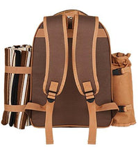 Load image into Gallery viewer, Picnic Backpack Bag for 4 Person With Cooler Compartment, Detachable Bottle/Wine Holder, Fleece Blanket, Plates and Cutlery Set Perfect for Outdoor, Sports, Hiking, Camping, BBQs(Coffee)
