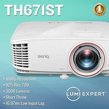 Load image into Gallery viewer, BenQ TH671ST 1080p Short Throw Gaming Projector | Gaming Mode for Intense Low Input Lag Action | 3000 Lumens for Lights On Entertainment | 3 Year Industry Leading Warranty