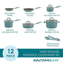 Load image into Gallery viewer, Rachael Ray Cucina Nonstick Cookware Pots and Pans Set, 12 Piece, Agave Blue