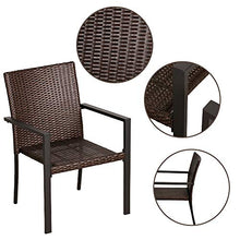 Load image into Gallery viewer, BALI OUTDOORS Gas Firepit Chairs Outdoor Wicker Patio Dining Set, Set of 2 Stackable Outdoor Wicker Chairs for Patio, Garden, Yards, Indoor, Multibrown