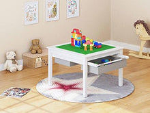 Load image into Gallery viewer, UTEX 2 in 1 Kids Construction Play Table with Storage Drawers and Built in Plate (White)