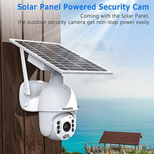 Load image into Gallery viewer, TOGUARD Wireless Security Camera Outdoor Solar Powered Battery PTZ Security Camera 1080P Waterproof IP Dome Cam with 2-Way Audio PIR Radar IP65 Full-Color Night Vision Motion Detection