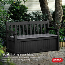 Load image into Gallery viewer, Keter Solana 70 Gallon Storage Bench Deck Box for Patio Furniture, Front Porch Decor and Outdoor Seating – Perfect to Store Garden Tools and Pool Toys, Grey