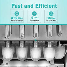 Load image into Gallery viewer, CROWNFUL Ice Maker Countertop Machine, 9 Ice Cubes Ready in 8 Minutes, 26lbs Bullet Ice Cubes in 24H, Electric Ice Maker with Scoop and Basket - Black