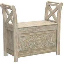 Load image into Gallery viewer, Signature Design by Ashley - Fossil Ridge Accent Bench - Carved Floral Pattern - Antique White