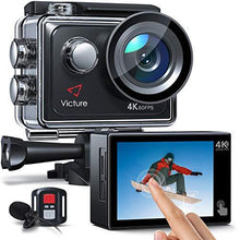 Load image into Gallery viewer, Victure 4K 60FPS Action Camera with 8X Zoom, Touch Screen, Dual Microphone, EIS, Sony Sensor, Remote Control, 2x1350mAh Battery, Timelapse, 40M Waterproof Underwater Camera with Accessories kit