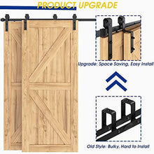 Load image into Gallery viewer, SMARTSMITH 8ft Bypass Barn Door Hardware Kit, Upgraded Bypass Sliding Door Hardware Track for Double Wooden Doors, J Shape Hanger Sliding Door Hardware Kit, Easy Install