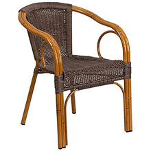 Load image into Gallery viewer, Flash Furniture Cadiz Series Red Bamboo-Aluminum Indoor-Outdoor Restaurant-Patio Chair with Dark Brown Rattan