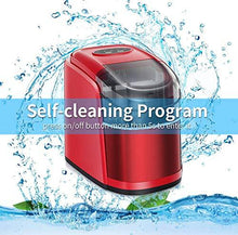 Load image into Gallery viewer, Kismile Countertop Ice Maker Machine,26Lbs/24H Compact Automatic Ice Makers,9 Cubes Ready in 6-8 Minutes,Portable Ice Cube Maker with self-Cleaning Program (Red)