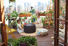 Load image into Gallery viewer, Keter Circa 37 Gallon Round Deck Box, Patio Table for Outdoor Cushion Storage, Brown