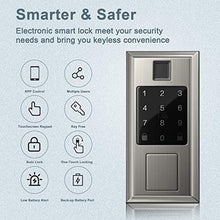 Load image into Gallery viewer, Security Smart Door Lock with Fingerprint Recognition, Oasbike Bluetooth Smart Door Lock, Touchscreen Keypad, Keyless Entry Door Lock Featuring Auto-Locking, Compatible with Alexa & Google Assistant