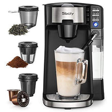 Load image into Gallery viewer, Sboly 6 In 1 Coffee Machine, Single Serve Coffee, Tea, Latte and Cappuccino Maker, Compatible With K-Cup Pods & Ground Coffee, Compact Coffee Brewer with Dishwasher Safe Milk Frother