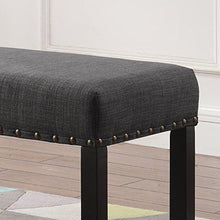 Load image into Gallery viewer, Roundhill Furniture Biony Fabric Dining Bench with Nailhead Trim, Grey