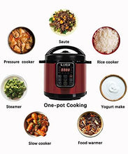Load image into Gallery viewer, Luby Electric Pressure Cooker 6 Qt,17 Smart Programmable,Slow Cooker Yogurt Maker Rice Cooker Saute Steamer Egg Cooker Sous Vide Warmer,Red (GT606)