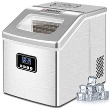 Load image into Gallery viewer, Euhomy Ice Maker Machine Countertop, 40Lbs/24H Auto Self-Cleaning, 24 pcs Ice Cube in 13 Mins, Portable Compact Ice Cube Maker, with Ice Scoop & Basket, Perfect for Home/Kitchen/Office/Bar (Silver)