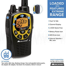 Load image into Gallery viewer, Midland 50 Channel Waterproof GMRS Two-Way Radio - Long Range Walkie Talkie with 142 Privacy Codes, SOS Siren, and NOAA Weather Alerts and Weather Scan (Black/Yellow, Pair Pack)