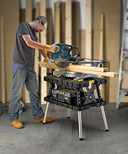 Load image into Gallery viewer, Keter - 197283 Folding Table Work Bench for Miter Saw Stand, Woodworking Tools and Accessories with Included 12 Inch Wood Clamps – Easy Garage Storage Black/Yellow