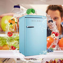 Load image into Gallery viewer, Galanz GLR33MBER10 Retro Compact Refrigerator, Single Door Fridge, Adjustable Mechanical Thermostat with Chiller, Blue, 3.3 Cu Ft