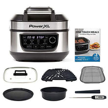 Load image into Gallery viewer, PowerXL Grill Air Fryer Combo Deluxe 6 QT 12-in-1 Indoor Grill, Air Fryer, Slow Cooker, Roast, Bake, 1550-Watts, Stainless Steel Finish