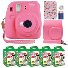 Load image into Gallery viewer, Fujifilm Instax Mini 9 Instant Camera Flamingo Pink with Custom Case + Fuji Instax Film Value Pack (50 Sheets) Flamingo Designer Photo Album for Fuji instax Mini 9 Photos.
