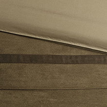 Load image into Gallery viewer, Madison Park - Palmer 7 Piece Comforter Set - Natural - Queen - Pieced Microsuede - Includes 1 Comforter, 3 Decorative Pillows, 1 Bed Skirt, 2 Shams