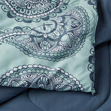 Load image into Gallery viewer, Amazon Basics 10-Piece Bed-in-a-Bag - Soft, Easy-Wash Microfiber - King, Sea Foam Medallion