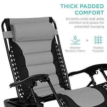 Load image into Gallery viewer, Best Choice Products Oversized Padded Zero Gravity Chair, Folding Outdoor Patio Recliner for Backyard, Beach w/Headrest, Side Tray, Textilene Mesh - Gray