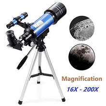 Load image into Gallery viewer, MaxUSee 70mm Refractor Telescope with Tripod & Finder Scope for Kids & Astronomy Beginners, Portable Telescope with 4 Magnification eyepieces & Phone Adapter