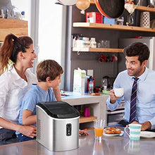 Load image into Gallery viewer, Euhomy Ice Maker Machine Countertop, 26 lbs in 24 Hours, 9 Cubes Ready in 6 Mins, Electric ice maker and Compact potable ice maker with Ice Scoop and Basket. Perfect for Home/Kitchen/Office.(Sliver)