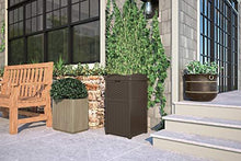 Load image into Gallery viewer, Suncast GHW1732 15.75" x 16" x 31.6" Trashcan Hideaway Outdoor Commercial 33 Gallon 31.6" Resin Garbage Waste Bin with Lid in Brown for Garage, 2 Pack
