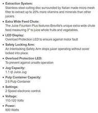 Load image into Gallery viewer, Breville JE98XL Juice Fountain Plus Centrifugal Juicer, Brushed Stainless Steel