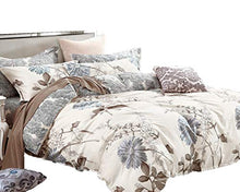 Load image into Gallery viewer, Swanson Beddings Daisy Silhouette Reversible Floral Print 5-Piece 100% Cotton Bedding Set: Duvet Cover, Two Pillowcases and Two Pillow Shams (Oversized King)