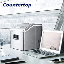 Load image into Gallery viewer, Euhomy Ice Maker Machine Countertop, 40Lbs/24H Auto Self-Cleaning, 24 pcs Ice Cube in 13 Mins, Portable Compact Ice Cube Maker, with Ice Scoop & Basket, Perfect for Home/Kitchen/Office/Bar (Silver)