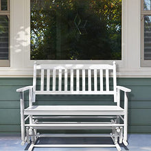 Load image into Gallery viewer, MUPATER Patio Glider Swing Bench Porch Loveseat Chair for Outdoor, 2-Person Wooden Garden Rocking Seating for Outside, White