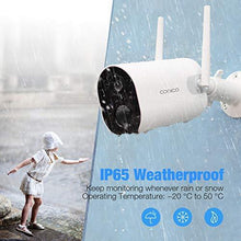 Load image into Gallery viewer, Conico Outdoor Security Camera, Wireless Rechargeable Battery Powered Camera 15000mAh, 1080P WiFi Surveillance Camera for Home with Night Vision, Two Way Audio, PIR Motion Detection, IP65 Waterproof