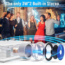 Load image into Gallery viewer, 2021 Upgrade Projector, Mini Video Projector with 6500 Brightness, 1080P Supported, Portable Outdoor Movie Projector, 176" Display Compatible with TV Stick, HDMI, USB, VGA, AV for Home Entertainment