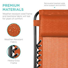 Load image into Gallery viewer, Best Choice Products Set of 2 Adjustable Steel Mesh Zero Gravity Lounge Chair Recliners w/Pillows and Cup Holder Trays - Burnt Orange