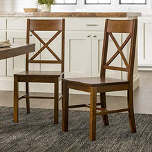 Load image into Gallery viewer, Walker Edison Solid Wood Farmhouse Dining Chairs X-Back Armless Kitchen Chairs, Set of 2 -Brown (CHW2AB)