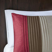 Load image into Gallery viewer, Madison Park Amherst Faux Silk Comforter Set-Casual Contemporary Design All Season Down Alternative Bedding, Matching Shams, Bedskirt, Decorative Pillows, King(104"x92"), Red, 7 Piece