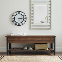 Load image into Gallery viewer, Walker Edison Julian Rustic Farmhouse Lift Top Entry Bench with Bottom Rack, 48 Inch - Walnut Brown