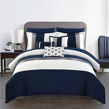 Load image into Gallery viewer, Chic Home Ayelet 10 Piece Comforter Set Color Block Ruffled Bag Bedding, Queen, Navy