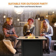Load image into Gallery viewer, Camplux Propane Fire Pit Table, 30 Inch Outdoor Gas Fire Pit with Lid, Lava Rocks, Ceramic Tabletop, 50,000 BTU Adjustable Flame, Auto Ignition, Square Fire Table 2-in-1 Functional