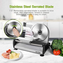 Load image into Gallery viewer, Meat Slicer 200W Electric Deli Food Slicer with Child Lock Protection, Removable 7.5’’ Stainless Steel Blade and Food Carriage, Adjustable Thickness Food Slicer Machine for Meat, Cheese, Bread